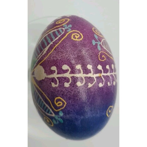 Pysanka Ukrainian Easter Empty Egg Chicken Handmade Pysanky Hutsul Hen Wax - Picture 2 of 6